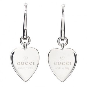Gucci Trademark Heart Drop Earrings in Sterling Silver